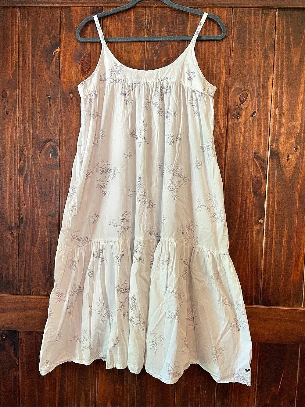 Plume Floral Midi Cotton Nightgown Dress White & Purple Size Small